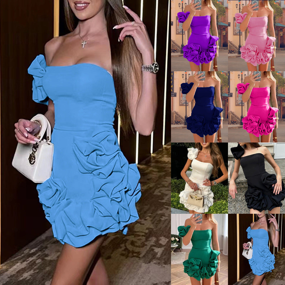 Levoire | Robe Bodycon sans bretelles à épaule unique élégante