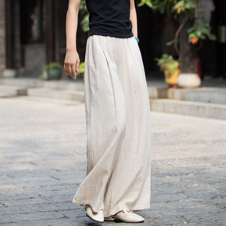 Pantalons larges en lin pour femmes avec une coupe élégante et une taille élastique Levoire