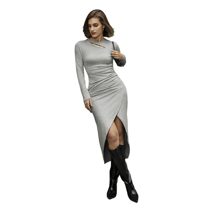 Robe midi pour femme avec fente latérale et décolleté asymétrique Levoire