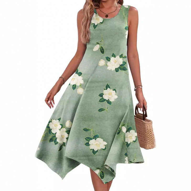 Levoire | Chic Fashion Imprimé Sans Manches Robe À Ourlet Irregular
