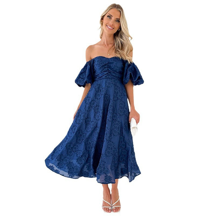 Robe Midi Femme avec Manches Bouffantes et Design Floral Levoire