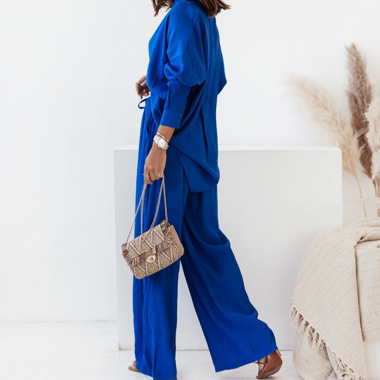 Ensemble décontracté femme deux pièces avec chemise douce et pantalon confortable Levoire