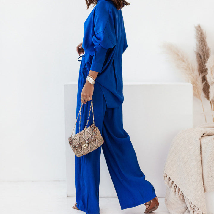 Ensemble décontracté femme deux pièces avec chemise douce et pantalon confortable Levoire