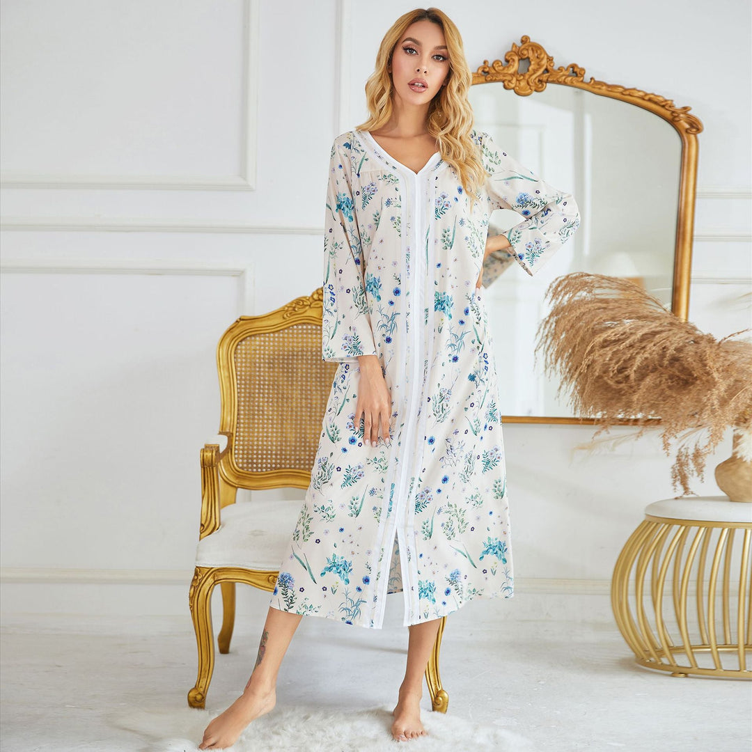 Levoire | Chemise de nuit imprimée Automne Hiver Robe de nuit en tricot imprimée