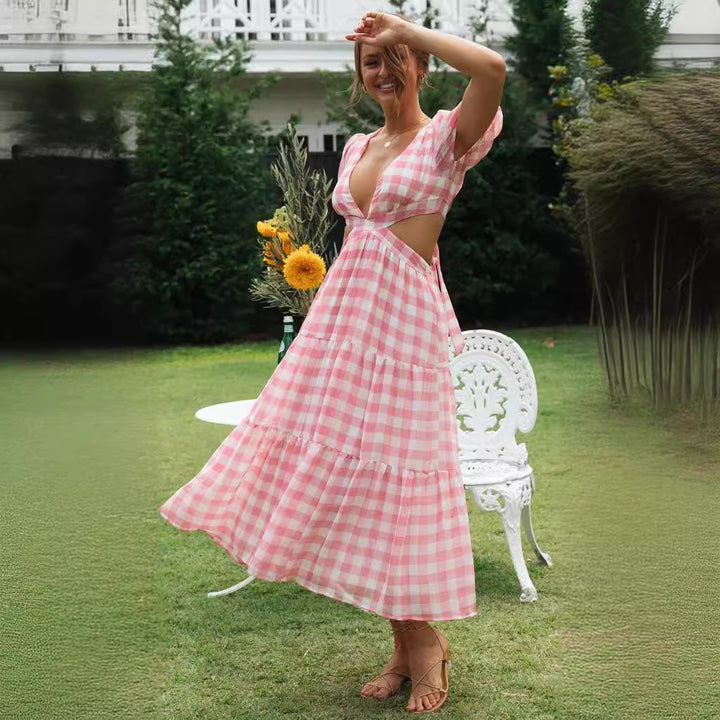 Robe maxi femme avec découpes et manches bouffantes volumineuses Levoire