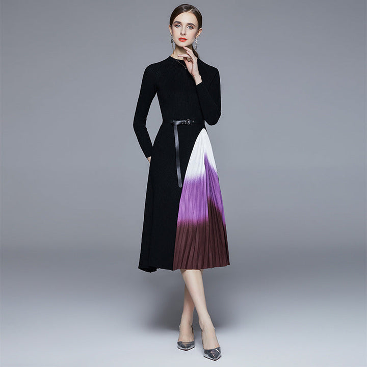 Levoire | Robe à bretelles Tricotée Dégradé de Couleur Slim Dress