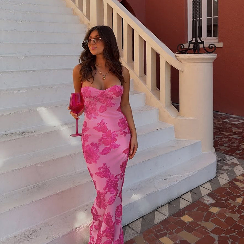 Robe de soirée élégante pour femmes avec bordure en dentelle florale Levoire