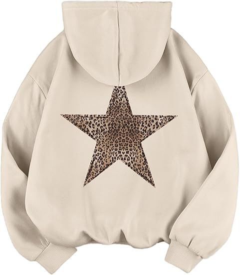 Haut à capuche pour femme avec grand motif étoile imprimé léopard Levoire