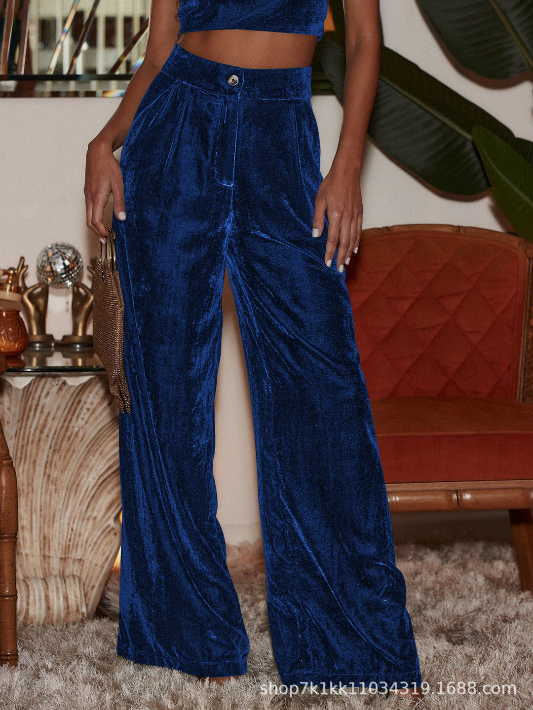 Pantalons en velours large élégant pour femmes avec de hautes fentes Levoire