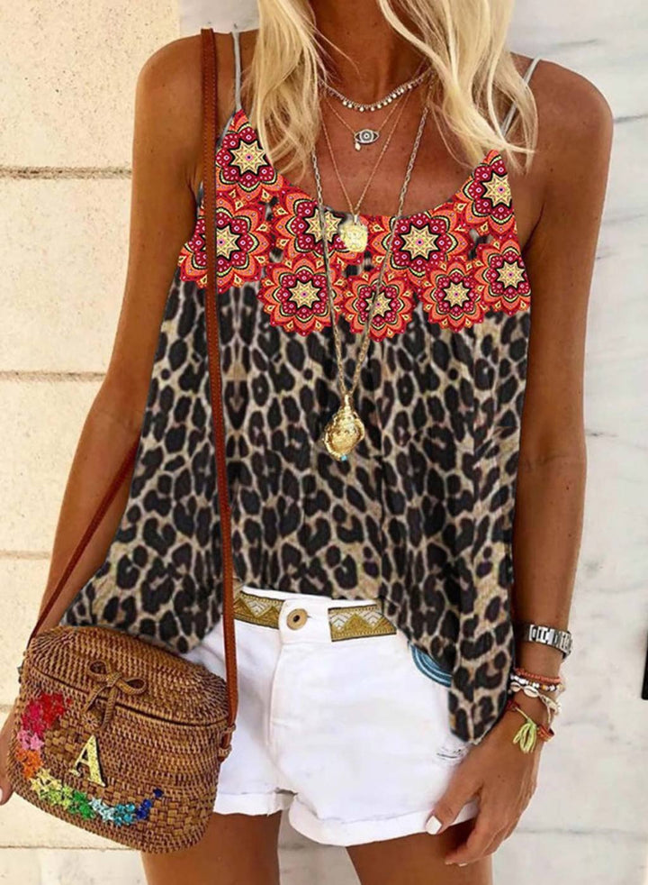 Levoire | Trendik Populaire Fleur Léopard Imprimé Spaghetti-Top 3