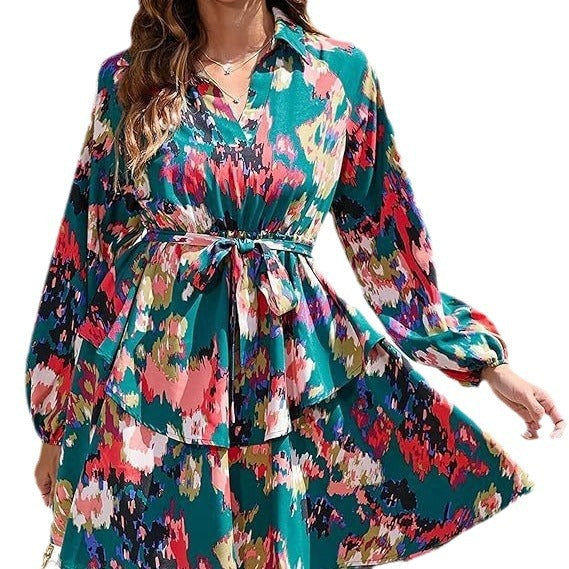 Robe blouse femme avec motif floral et ceinture à nouer Levoire