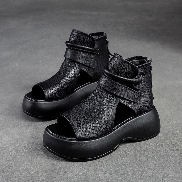 Levoire | Sandales en cuir pour besoins orthopédiques Noir