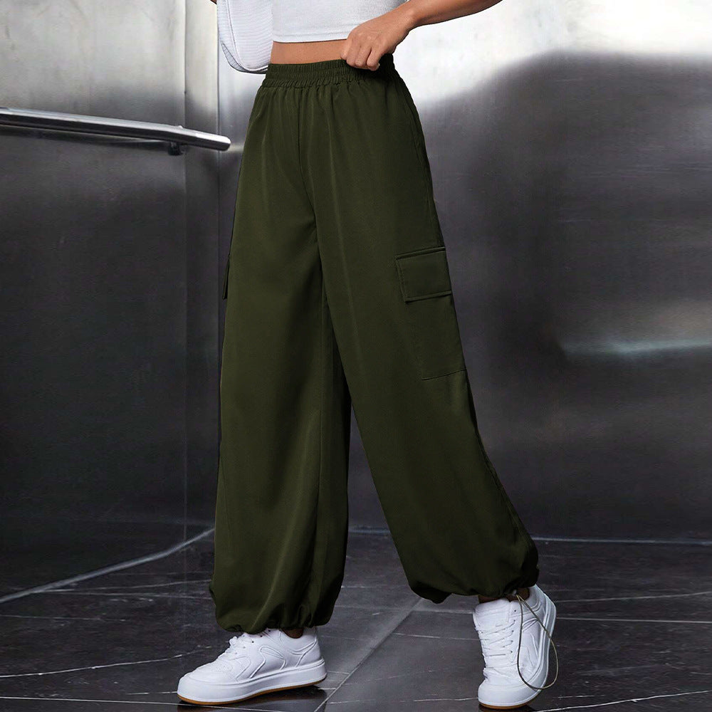 Pantalons cargo pour femmes avec taille élastique et jambes larges Levoire