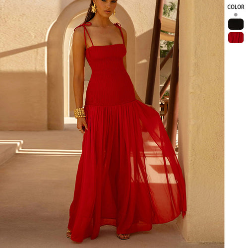Robe maxi pour femmes avec bretelles spaghetti réglables et coupe élégante Levoire
