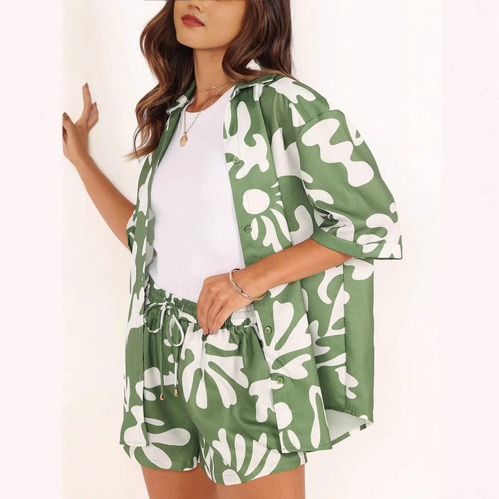 Ensemble femme ample à manches courtes avec motif floral Levoire