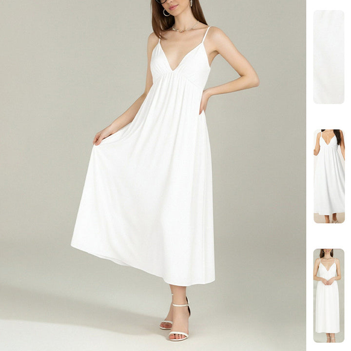 Robe maxi pour femme avec décolleté en V profond et jupe fluide Levoire