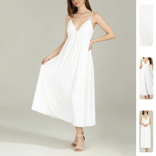 Robe maxi pour femme avec décolleté en V profond et jupe fluide Levoire