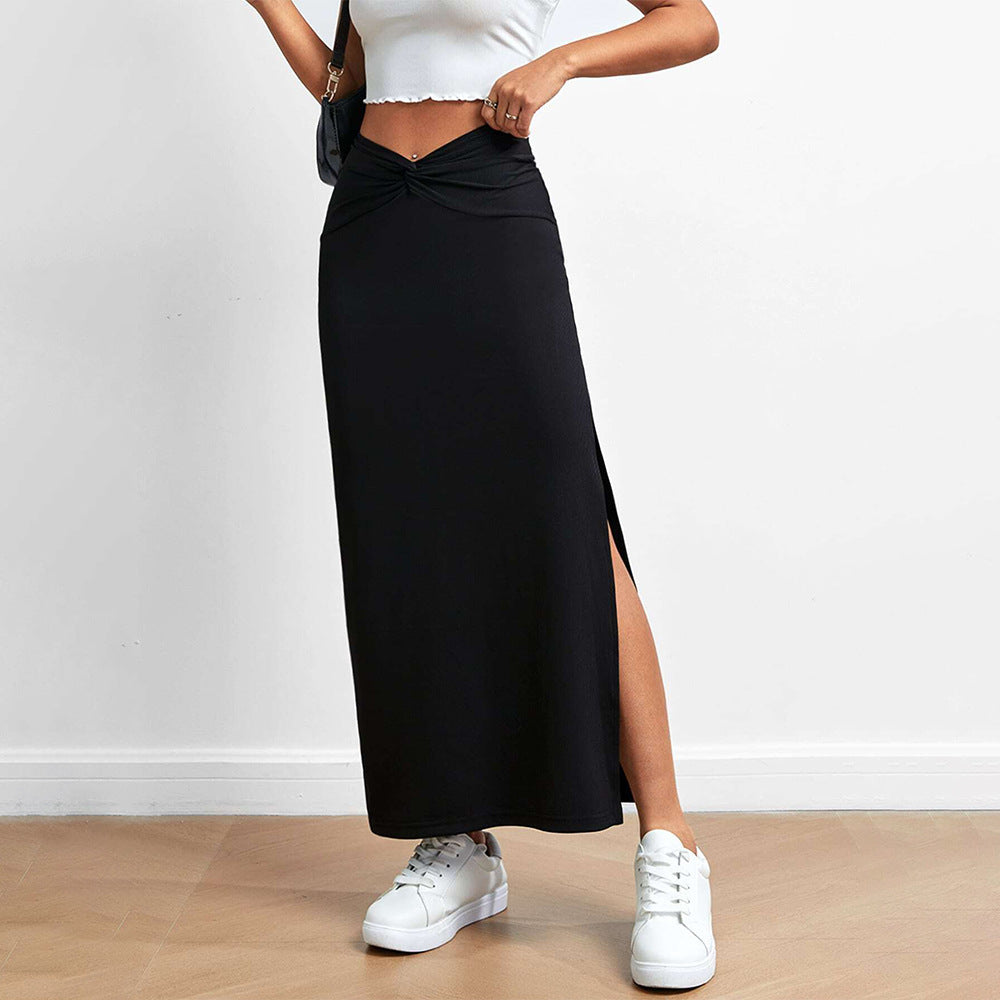Jupe maxi pour femmes avec fente sur le côté et détail de nœud tendance Levoire