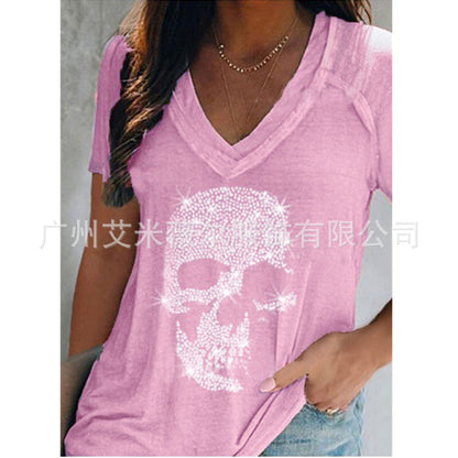 Levoire | Rennon à manches courtes tricot T-shirt à décolleté en V profond Lila