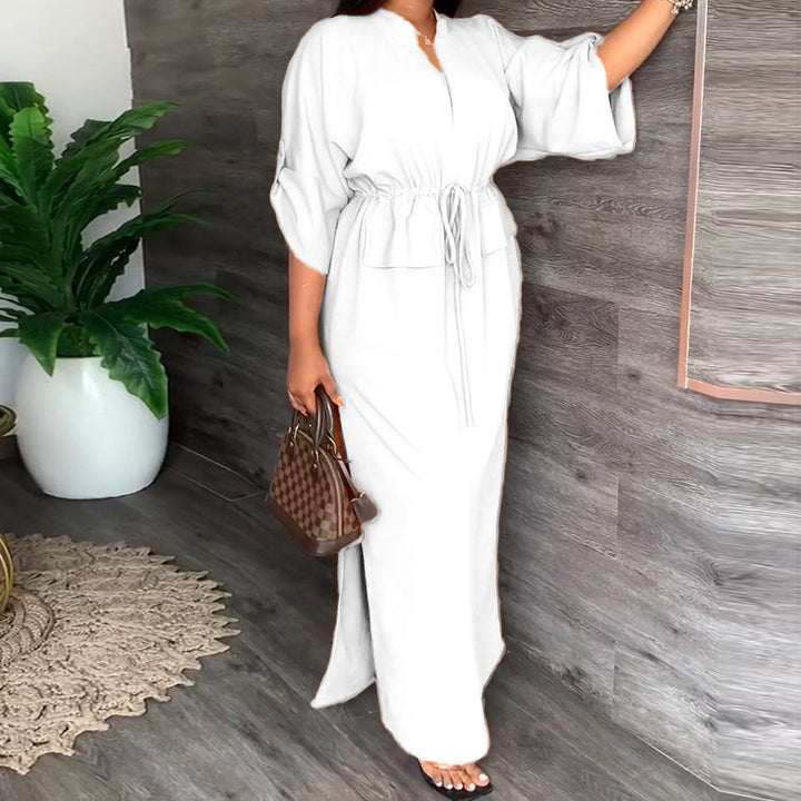 Robe maxi décontractée pour femmes avec ceinture et larges manches Levoire