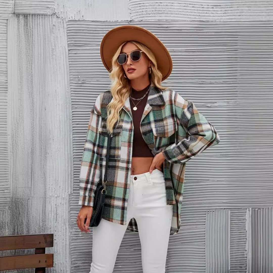 Veste chemise à motif carreaux pour femmes Levoire