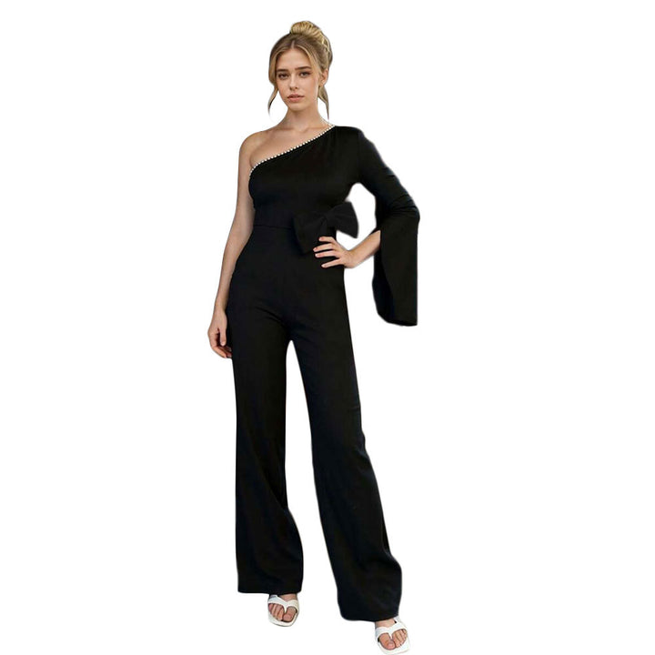 Combinaison féminine avec design asymétrique et application de nœud élégant Levoire