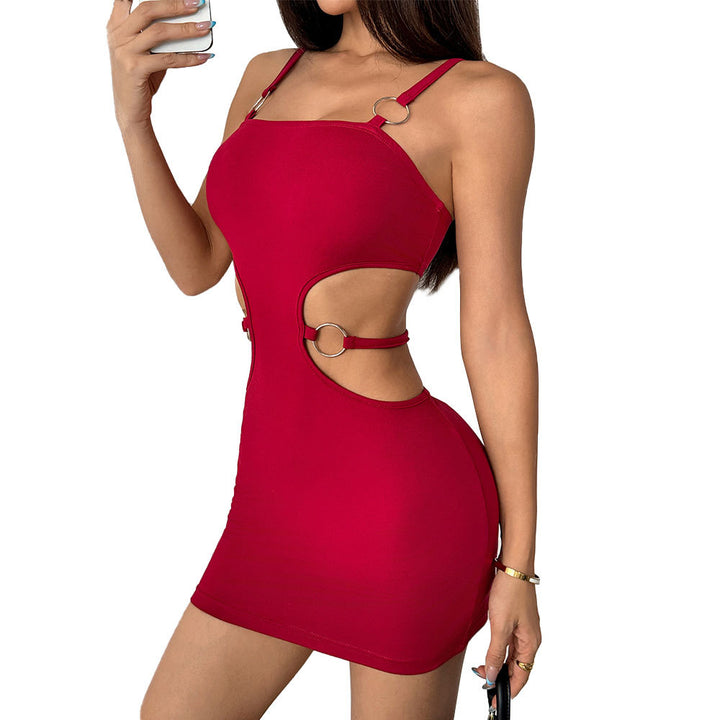 Robe mini femme avec découpe latérale et boucles en forme de rond Levoire