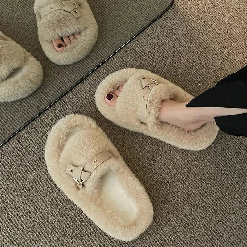 Levoire | Chaussons doux avec semelle épaisse en coton doublé Khaki