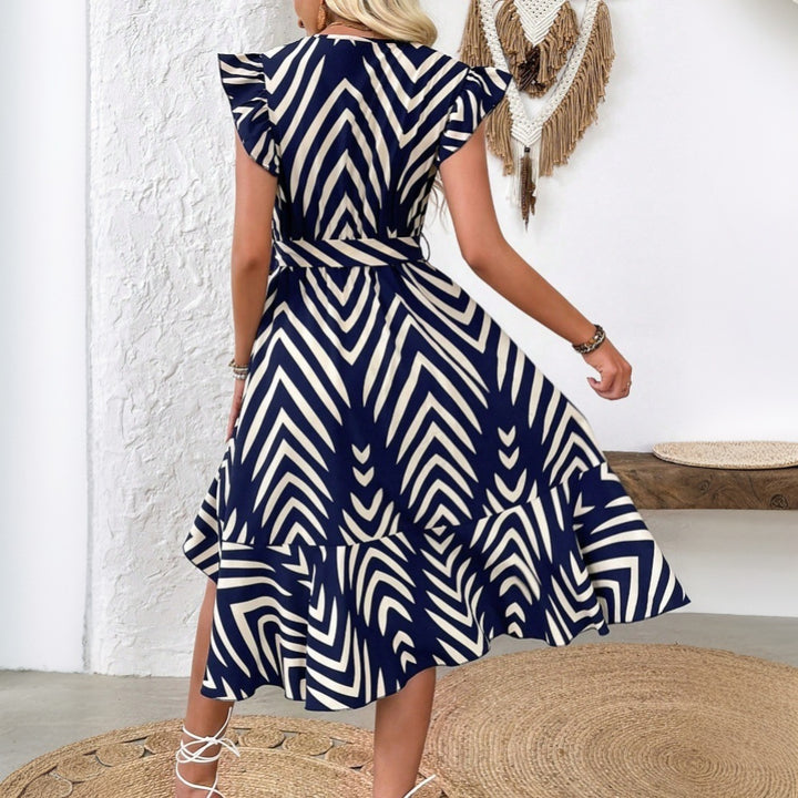 Robe d'été pour femme avec des manches à volants et un motif graphique Levoire
