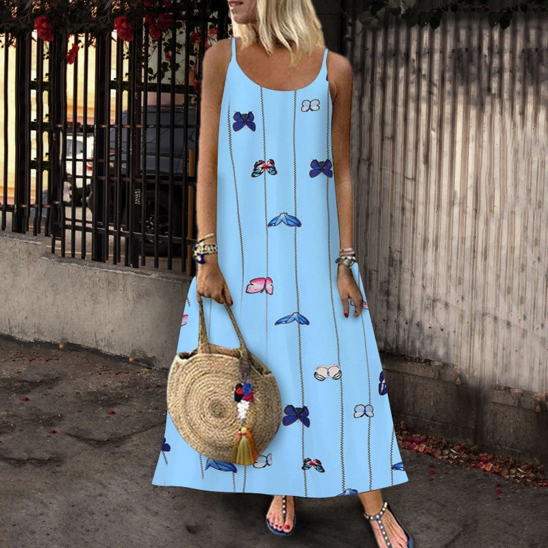 Robe maxi pour femmes avec motif de papillon créatif et silhouette aérienne Levoire
