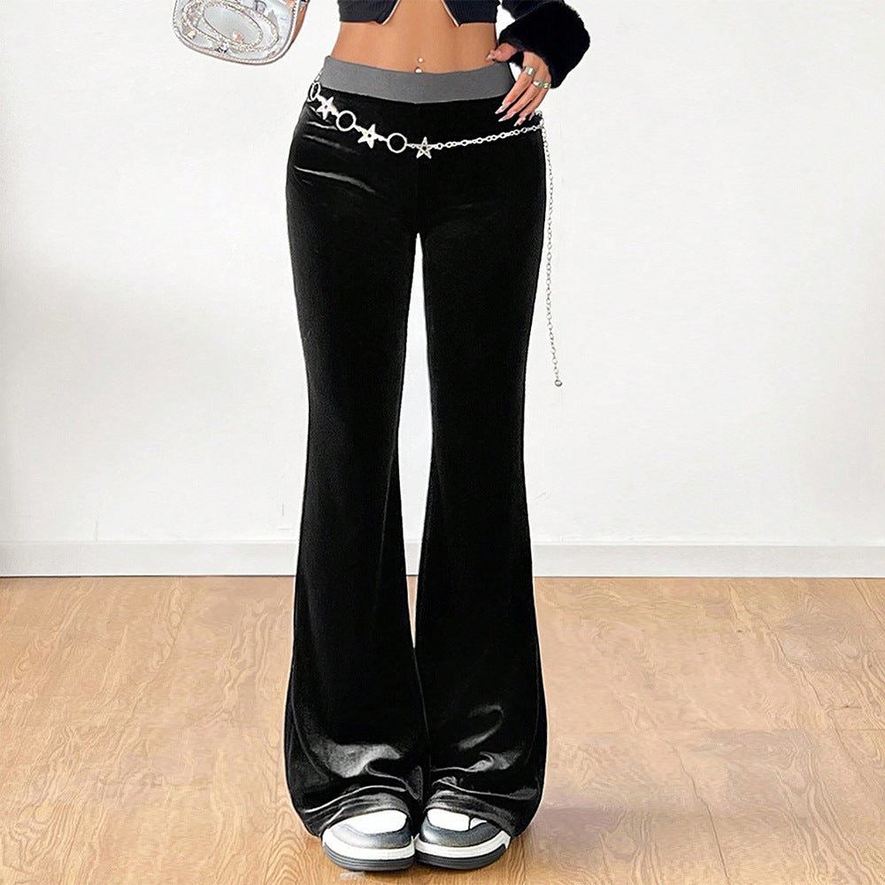 Pantalon en velours évasé pour femme avec taille élastique et design scintillant Levoire