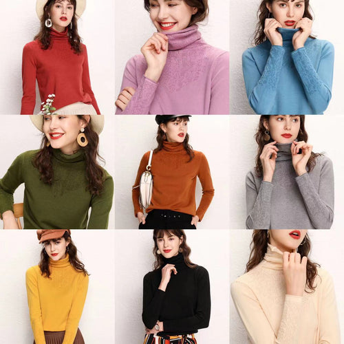 Pull pour femmes à col montant avec un motif texturé fin Levoire