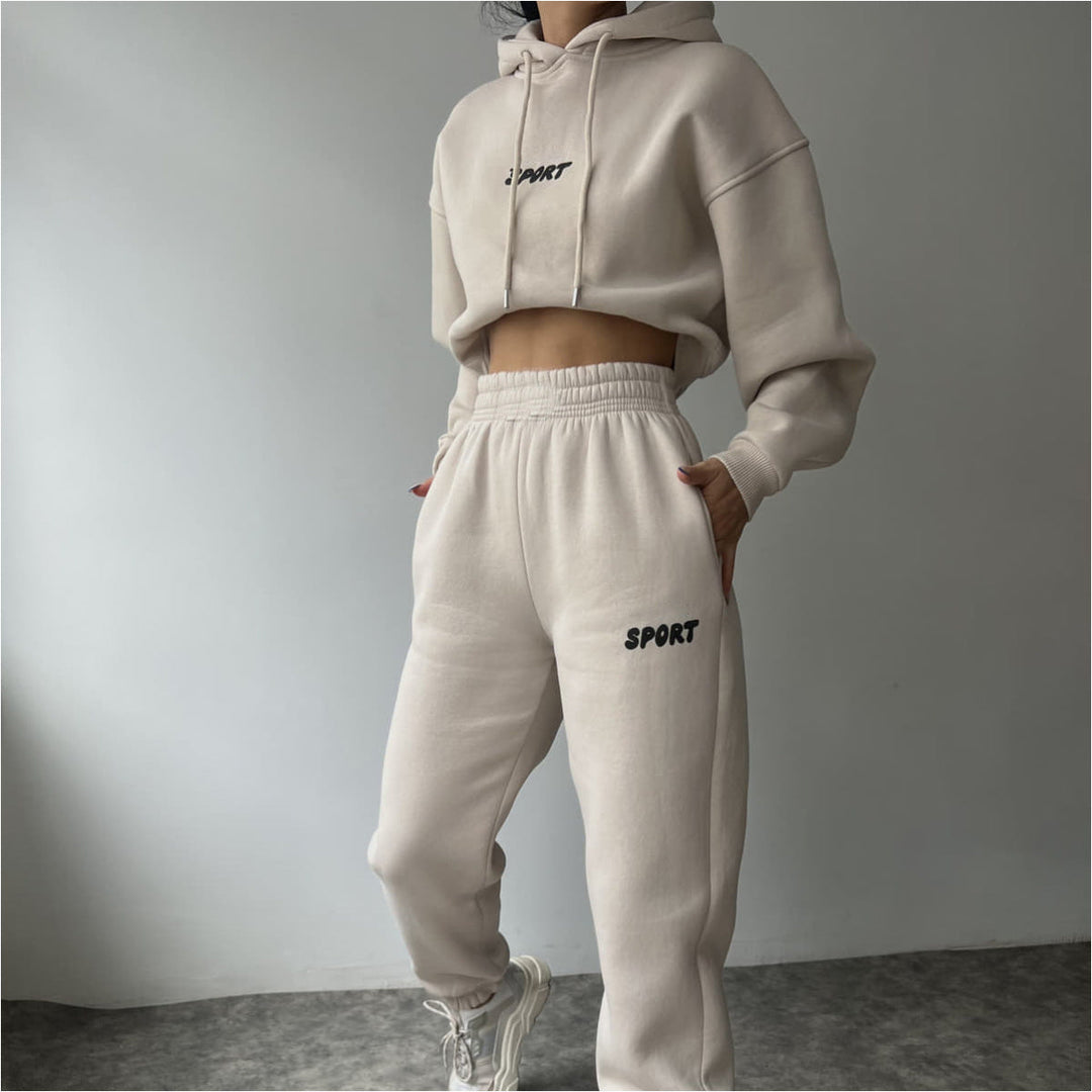 Levoire | Ensemble de Sport à Imprimé Huppari-Tendu-Tendance à Deux Pièces Abricot