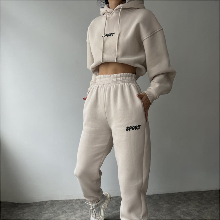 Levoire | Ensemble de Sport à Imprimé Huppari-Tendu-Tendance à Deux Pièces Abricot