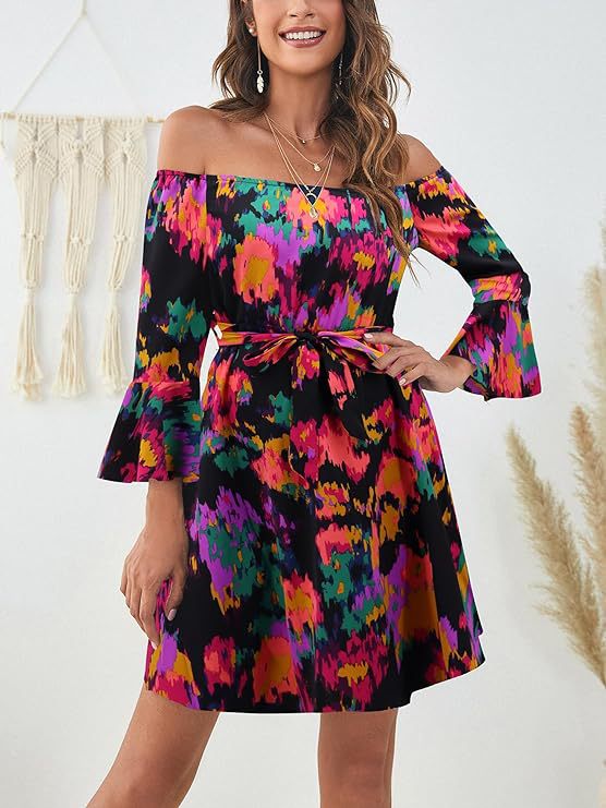 Robe femme décolletée avec motif coloré Levoire