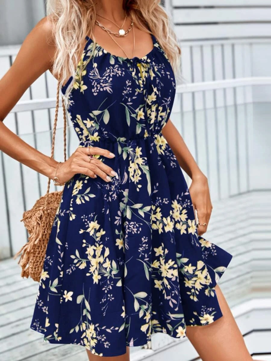Levoire | Robe Avec Ceinture Élastique À La Taille Bleu foncé