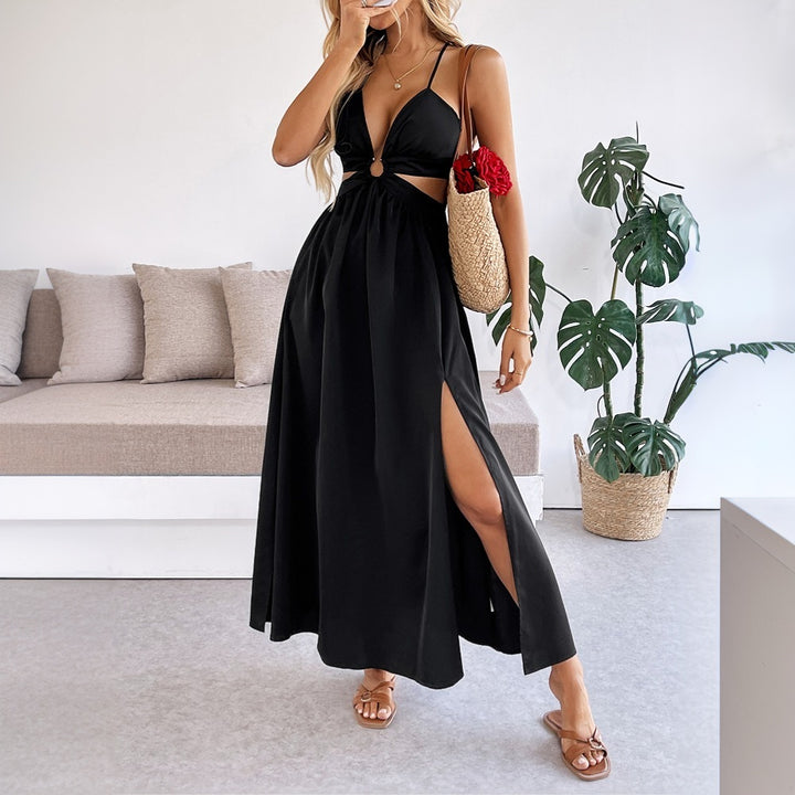 Robe maxi femme avec bretelles amovibles et détails découpés Levoire