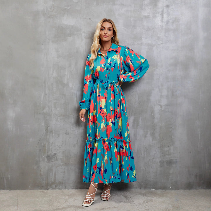 Robe Maxi Femme avec Manches Longues Tendance et Imprimé Floral Levoire