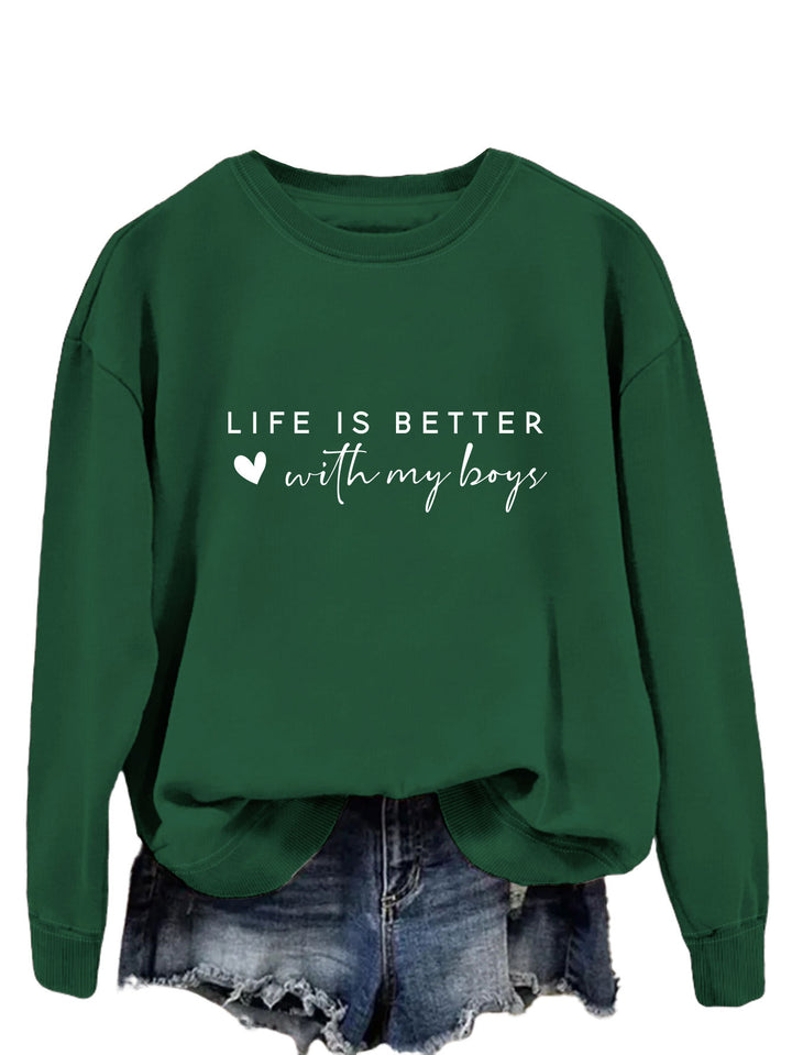 Pull femme confortable à col rond avec impression inspirante Levoire