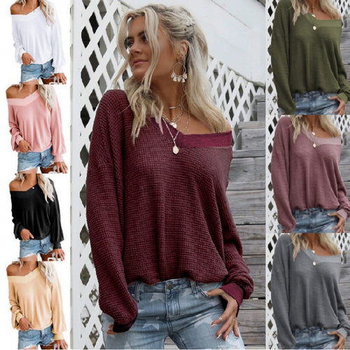 Pull en maille décontracté femme à épaules dénudées avec manches volumineuses Levoire