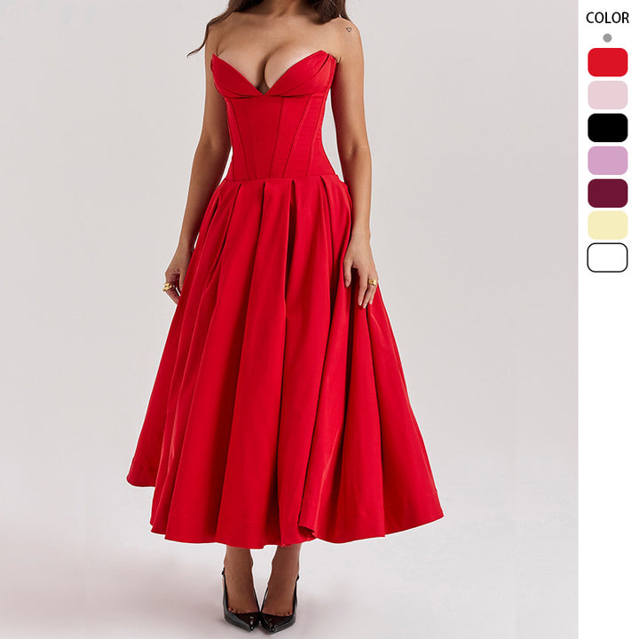 Robe Maxi Couture pour femmes avec un élégant décolleté cœur et une jupe évasée Levoire
