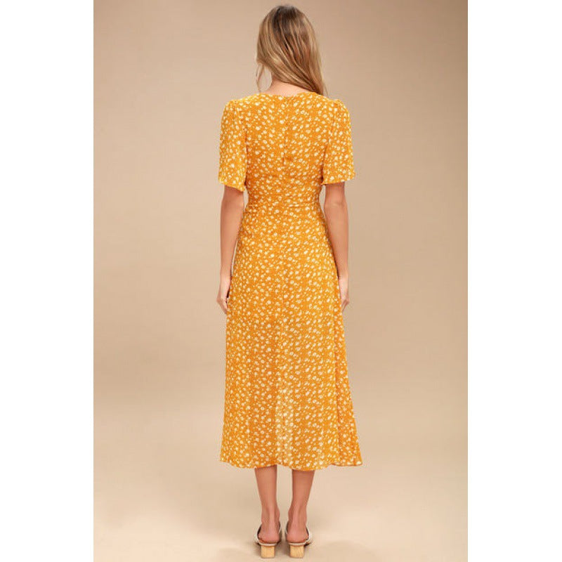 Robe maxi femme avec motif floral et fermeture à boutons décontractée Levoire