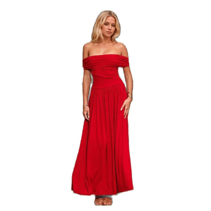 Robe maxi femme avec design épaules dénudées et effet élégant drapé Levoire