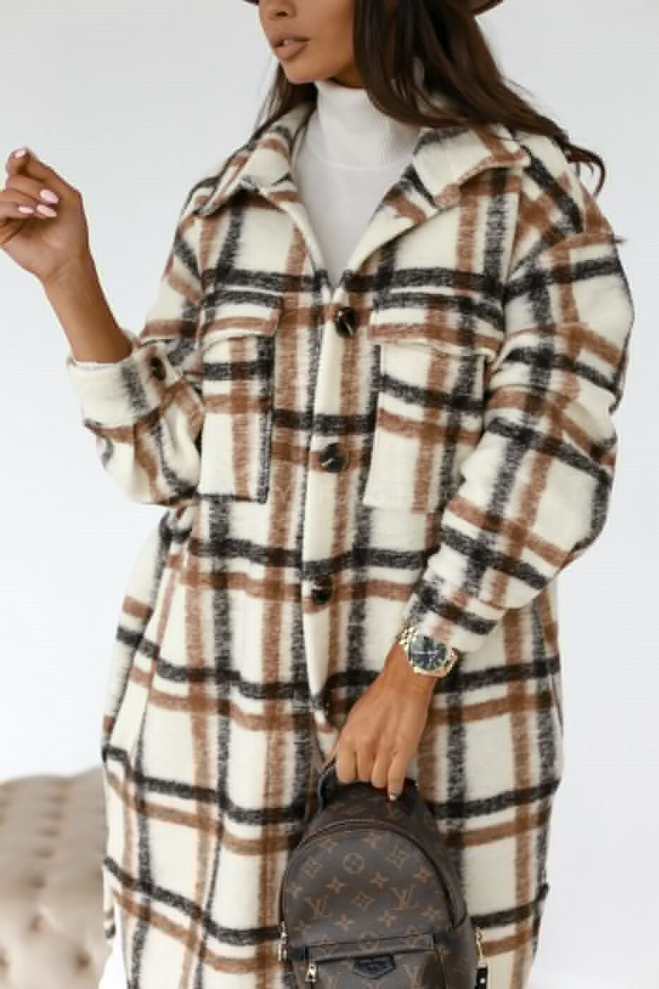 Veste à carreaux grande taille pour femmes Levoire