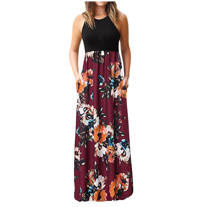 Robe maxi pour femmes avec motif floral et poches latérales pratiques Levoire