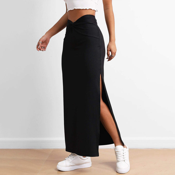 Jupe maxi pour femmes avec fente sur le côté et détail de nœud tendance Levoire