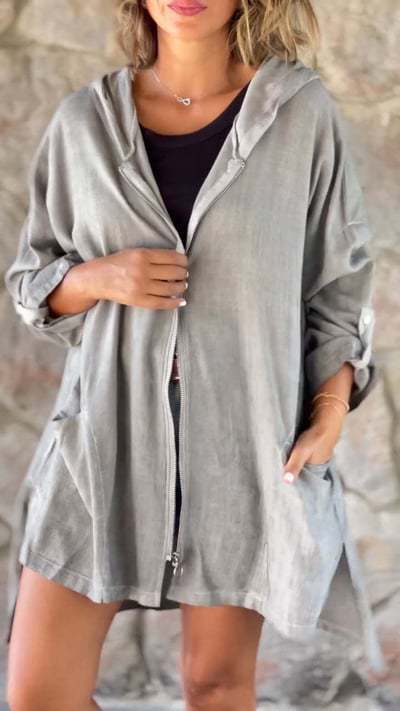 Veste de transition pour femme, loose, de haute qualité, avec capuche et poches pratiques Levoire