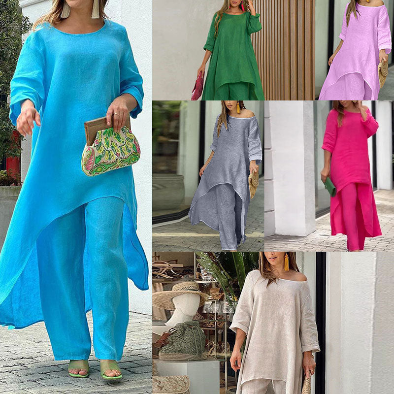 Ladies kaftan léger en deux pièces avec coupe asymétrique Levoire