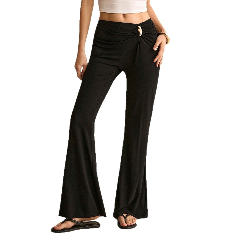 Pantalons évasés pour femmes avec élément de gather chic Levoire