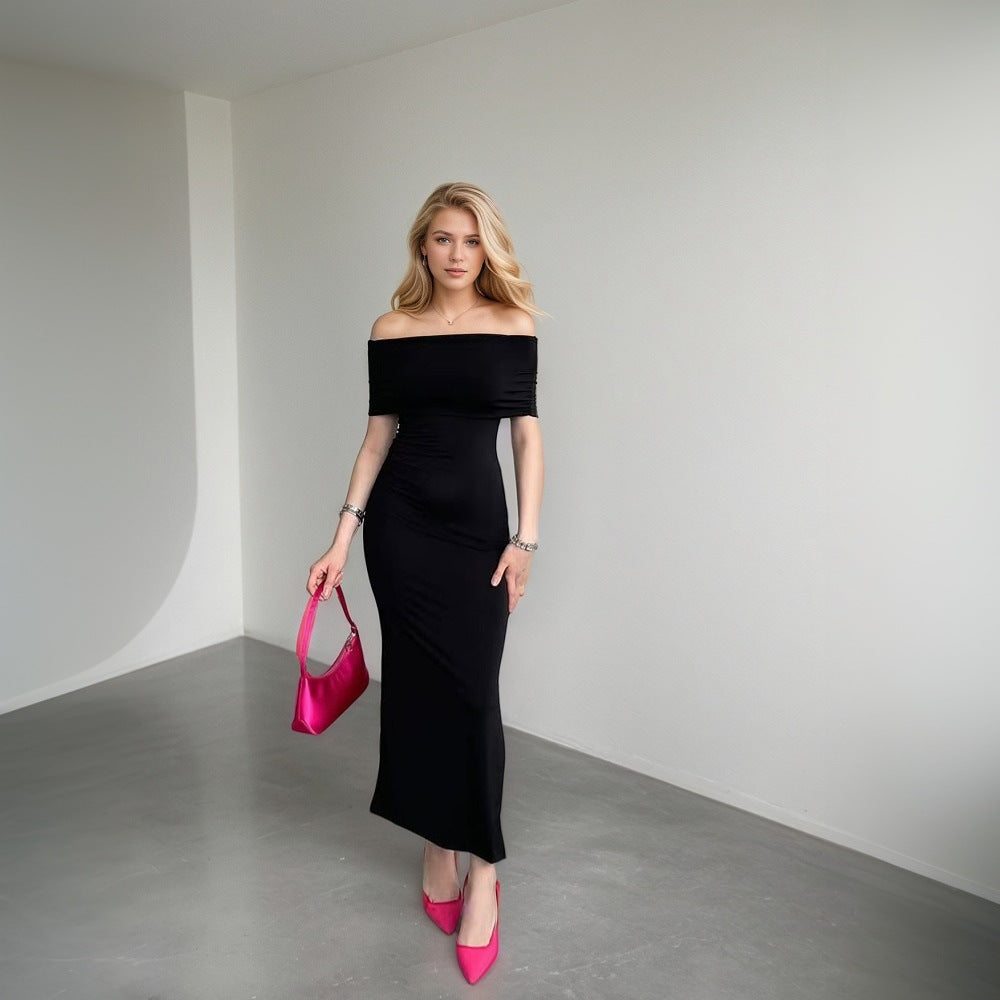 Robe maxi pour femmes avec une coupe hors-épaule et une fente élégante Levoire